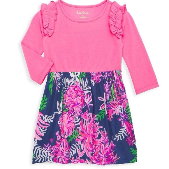 Lilly Pulitzer Other - Lilly Pulitzer Girl's Kiera Floral Ruffle Cotton Dress Sz XS 2-3